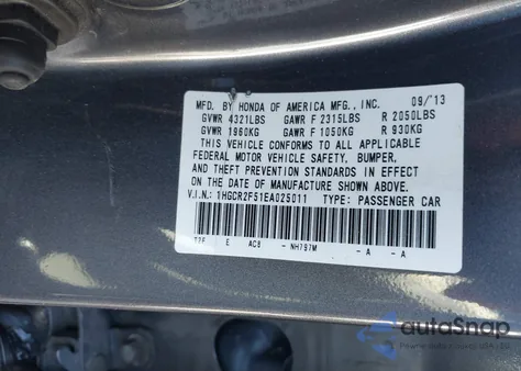 2014 Honda Accord Sport from USA, damaged, VIN 1HGCR2F51EA025011